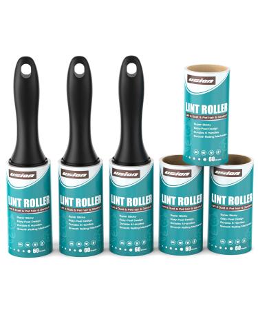 Lint Rollers for Pet Hair 8m 60-Sheet Rolls 6 Pack Clothes Sofa Bed and Carpet Removes Dog Cat hairs Dust and Fluff From Garments Furniture and Car Seats 60 Sheets per Refill Pack of 6 Roll / 3 Handles