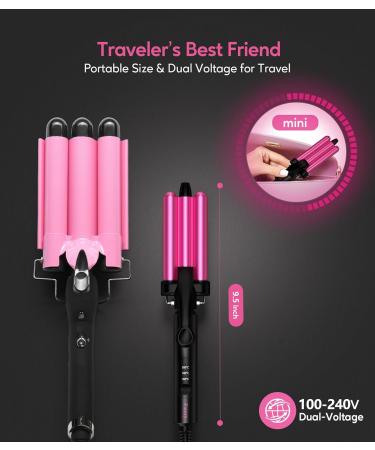FARERY Curling Iron 3 Barrels 3 Adjustable Temperatures Ceramic Waving Iron Mini Curlers for Long/Short Hair Travel Size Doub - Buy Online on GoSupps.com