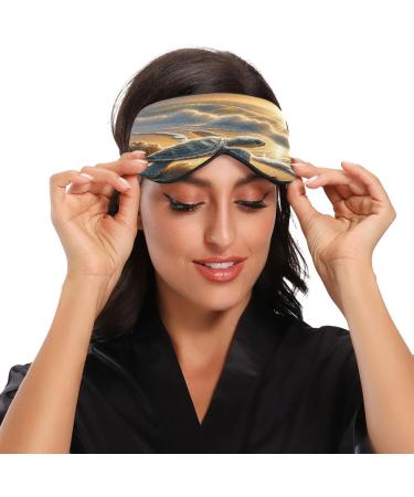 Pastel Turtle Beach Sunset Sleep Mask | Light Blocking Eye Mask for Men & Women | Adjustable Soft Blindfold for Travel & Naps - Buy Online on GoSupps.com