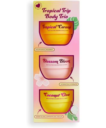 I Heart Revolution Tropical Trip Body Cream Trio Ultra Moisturising Body Lotion For Soft Skin Three Summer Scents Vegan & Cruelty-Free - Buy Online on GoSupps.com