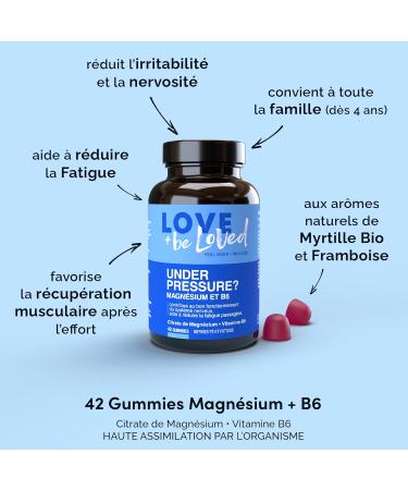 Love and be Loved | Under Pressure Magnesium and Vitamin B6 Gummies | Anti-Stress Nervousness Anxiety Fatigue | 42 Vegan Erasers | Made in France - Buy Online on GoSupps.com