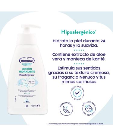 Nenuco Sensitive Hypoallergenic Baby Moisturizing Lotion Easy Absorb with A Nenuco Smell 400ml - Buy Online on GoSupps.com