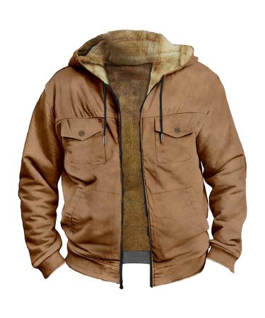 Hanxiulin coat plush jacket hoodie jacket oversize winter coat men coat winter jacket long -sleeved winter coat jacket oversized light outdoor cardigan jacket coat buffer jacket transition