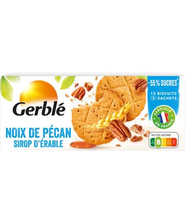Gerblé Reduced Content, Pecan and Maple Syrup Shortbread, Without Palm Oil, 3 Individual Sachets, 12 Biscuits, 132 g, 197633