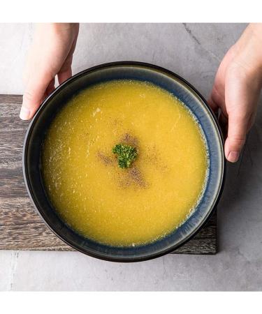 Snack Dip Bowls Dishware Household Kiln Glaze Blue Bowl 8 Inch Ceramic Soup Bowl Ramen Bowl Creative Compatible with Kitchen Restaurant Gifts - Buy Online on GoSupps.com