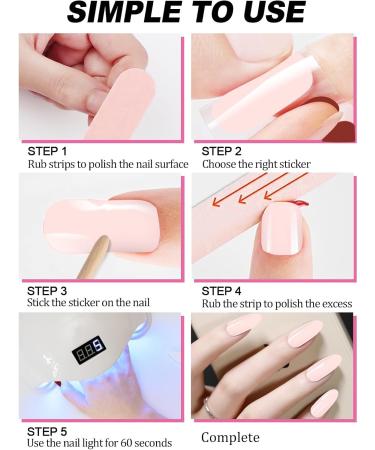 Kalolary 20 Pieces Nail Stickers - Gel Nail Polish Full Wraps UV/LED Cured Strips with File & Stick for Women & Girls - Naked Pink - Buy Online on GoSupps.com