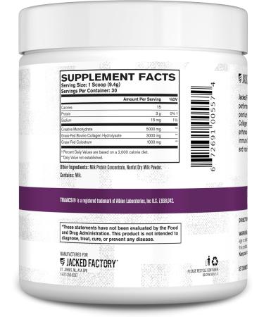 Jacked Factory Creatine for Women - Creatine Monohydrate with Collagen + Colostrum to Support Workout Performance Lean Muscle Growth Healthy Hair Skin & Nails - 30 Servings Unflavored - Buy Online on GoSupps.com