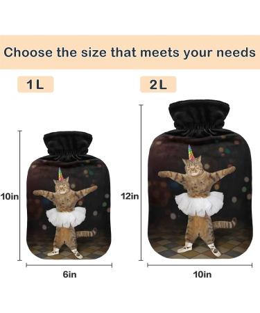 Naanle Cat Ballet Dancer Hot Water Bottle - 1L | Transparent Cover for Bed & Pain Relief | Ideal Hand & Foot Warmer | Heat & Cold Therapy - Buy Online on GoSupps.com