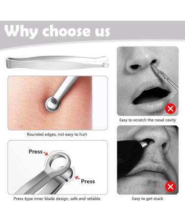 Nose Hair Trimming Set with Leather Sleeve - Stainless Steel Clippers for Men and Women - Silver - Buy Online on GoSupps.com