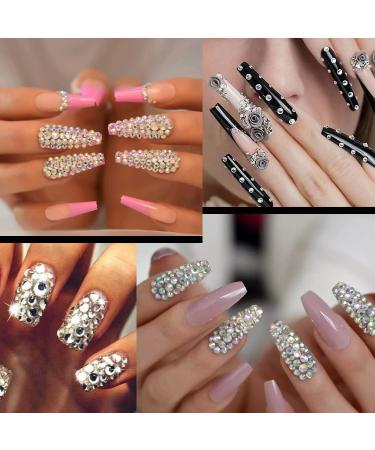 Flat Back Rhinestone Kits Colorful Rhinestones+Crystal AB&Transparent White Gems With Picker Pencil And Tweezer For Home DIY And Professional Nail Art - Buy Online on GoSupps.com