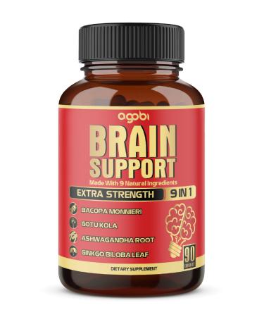 9in1 Brain Support Supplement - Concentrated Ashwagandha Root, Gotu Kola Powder, Bacopa Monnieri Powder and More - 90 Capsules - 3 Months Supply