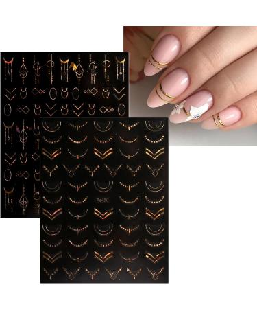 JMEOWIO Flower Nail Art Stickers - 12 Sheets, Self-Adhesive Floral Design for Spring & Summer, Gold Nail Supplies for Decoration - Buy Online on GoSupps.com
