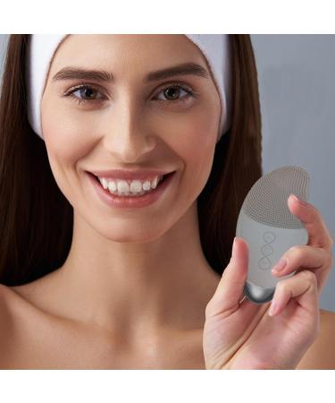 Face Brush Cleanser - Soft Silicone Face Cleansing Brush | Vibrating Waterproof Rechargeable Simple Skin Care Tools for Enhances Absorption of Facial Skin Care Products Gray (English) - Buy Online on GoSupps.com