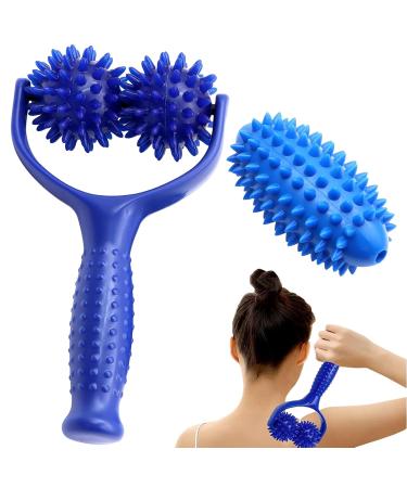 Explant massage rollers with handles massage scooters with 3 hedgehog ball massage ball premium hedgehog ball foot massage self-massage roller fascia roller for relaxation of foot