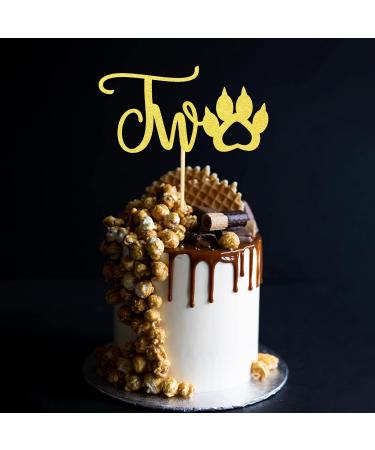 Arthsdite Paw 2nd Birthday Cake Topper Two Birthday Cake topper Decoration for baby Dog Paw Cake Topper Photo Booth Props Smach Cake Decoration - Golden Glitter Paw Two - Buy Online on GoSupps.com