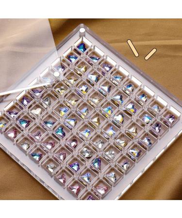 LYNNRICK Nail Art Rhinestones Storage Box Grids Nail Charms Jewelry Decoration Box Acrylic (Square) 2Piece - Buy Online on GoSupps.com