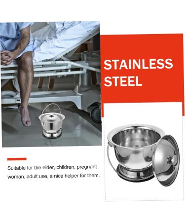 Stainless Steel Urine Bucket Portable Toilet Car Urinals for Men Urinals for Women Bedpans Pee Bottle Child Potty Urine Pot Night Pee Holder Covered Children Spittoon Bed Pan Chew - Buy Online on GoSupps.com
