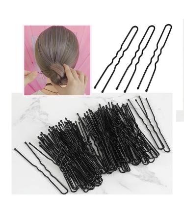 U Shaped Hair Pins 100pcs 2.4 Hairpins for Buns Bobby Pins for Adults Kids Hair Clips for Updo HairstylesHairdressing Salon Hair Styling Accessories  Black 6cm