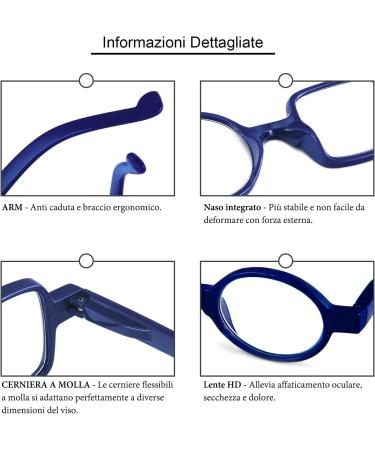 Kodilin Round Square Reading Glasses for Men & Women - Anti-Light Blue for Computers & Gaming - Spring Hinge - Available in 1.0 to 3.5 Magnification (Blue 1.5) - Buy Online on GoSupps.com