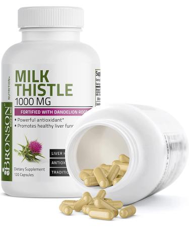 Milk Thistle 1000mg Silymarin & Dandelion Root Liver Health Support - 120 Capsules - Buy Online on GoSupps.com