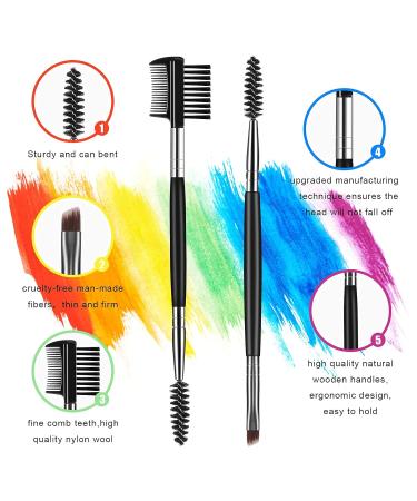 Professional Eyebrow Brush & Comb Set | Precision Eyebrow & Eyeliner Brush - Perfect for Blending (Black) - Buy Online on GoSupps.com