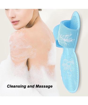 Shower Foot Cleaner Mat with Strong Suction Cups - Portable Silicone Foot Scrubber for Men (Blue) | Prevent Slipping - Buy Online on GoSupps.com