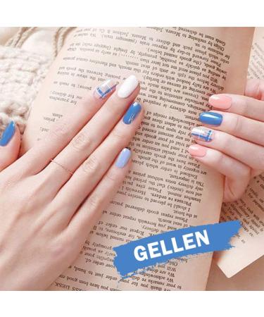 Gellen Gel Nail Polish Kit - Blue Peach Light Pink White Soak Off Art Design Set - Salon Quality UV LED Cured Manicure - Buy Online on GoSupps.com