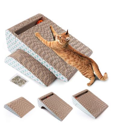 PrimePets Cat Scratcher Cardboard, Removable Cat Scratching Pad with Ball, 2-in-1 Corrugated Cat Scratch Lounge Sofa Refill, Catnip Included
