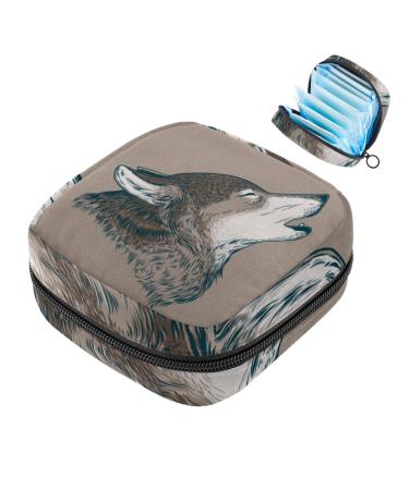 Javenproeqt portable women's binding bags menstrual cup pocket female menstrual pads bags for teenage girls tampons for the first period art painting wolf multicolored 04