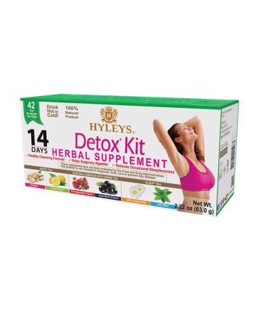 Hyleys Tea Detox Kit 14 Day Cleanse Assorted Flavors 42 Foil Envelope Tea Bags 2.22 oz (63.0 g)