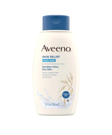 Aveeno Skin Relief Fragrance-Free Body Wash with Oat to Soothe Dry Itchy Skin Gentle Soap-Free & Dye-Free for Sensitive Skin 12 fl. oz (Pack of 2) fragrance-free 12 Fl Oz (Pack of 2)