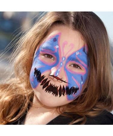12 Styles Halloween Temporary Tat toos Kit Horror Mouth Tat too Stickers Halloween Temporary Tatt oos Face Makeup Waterproof Realistic Scar Wound Sticker for Halloween Cosplay Decorations - Buy Online on GoSupps.com