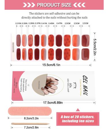 Kalolary 20PCS Nail Gel Polish Strips Full Wraps Nail Polish Stickers Cured Gel Nail Strips Self-Adhesive Gel Nail Wrap Stickers Decals with Nail File and Stick(UV/LED Lamp Required) (NJTZ-NG200266) - Buy Online on GoSupps.com