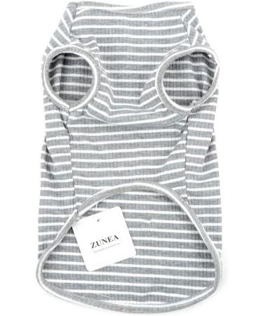 Zweitea Striped Dog Shirt for Small Dogs & Cats - Soft Cotton Summer Tank Top - Gray - Size M - Buy Online on GoSupps.com