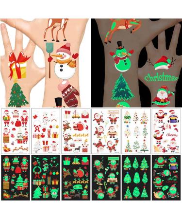 Stampcolour Christmas Glow Tattoos - 10 Sheets | DIY Personalized Temporary Luminous Tattoo Paper | For INKJET Printer | Skin-Safe | Custom Cartoon Kids Summer Party Theme - Buy Online on GoSupps.com