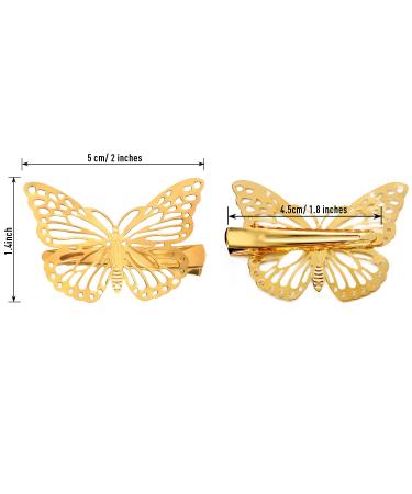 24-Piece Gold Butterfly Hair Clips for Women and Girls - Metal Hollow Hairpins in Left and Right Styles - Buy Online on GoSupps.com