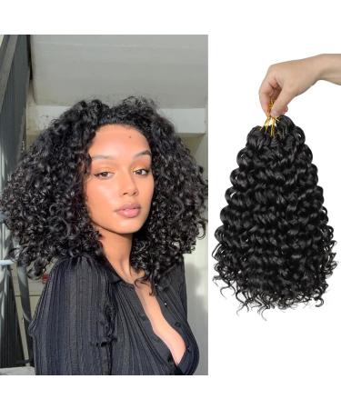 Crochet Hair 12 Inch 8 Packs Gogo Curl Curly Crochet Hair Beach Curl Crochet Hair Extensions Ocean Wave Crochet Hair For Black Women(12 inch 8 packs 1B) 12 Inch (Pack of 8) 1B