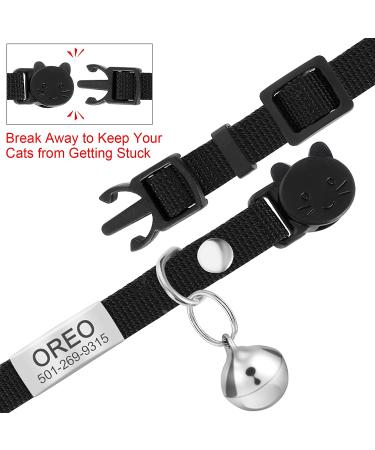 Personalized Breakaway Cat Collar with Engraved Name Tag - Adjustable Kitten Safety Collar with Bell - 7 Colors - Customizable up to 3 Lines of Text - Buy Online on GoSupps.com