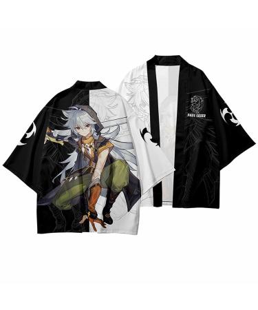 Game Genshin Impact Cosplay Razor Haori 2022 3D Printing Kimono Cloak for Genshin Impact Fans Black-2 XXL