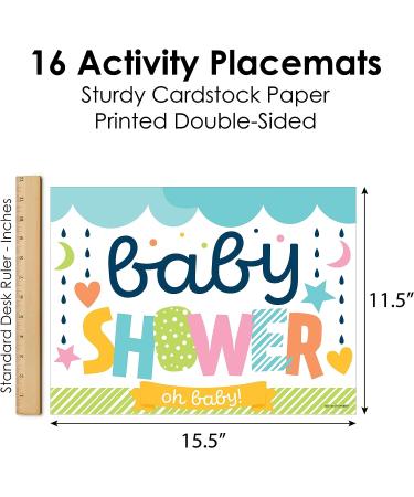 Colorful Baby Shower Coloring Sheets - Set of 16 | Gender Neutral Party Activity Placemats - Buy Online on GoSupps.com
