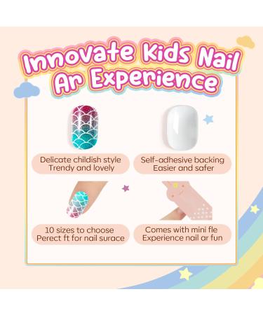 Modelones 144Pcs Kids Press On Nails - Pre-Glue Acrylic Glitter Unicorn & Butterfly Designs - Short False Nail Art Kits for Girls - Buy Online on GoSupps.com
