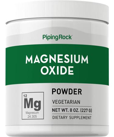 Magnesium Oxide Powder | 8 oz | 400mg | Vegetarian Non-GMO Gluten Free Supplement | By Piping Rock