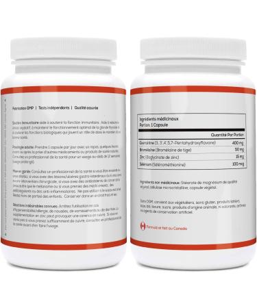 TRUE PROTOCOLS - Immune Support - Quercetin (400mg) + Bromelain (50mg) + Zinc (15mg) + Selenium (100mcg) - 90 Bioavailable Capsules For Optimal Immune Function Support Oxidative Stress Reduction Thyroid & Overall Health - Immune System Booster for Adults  - Buy Online on GoSupps.com