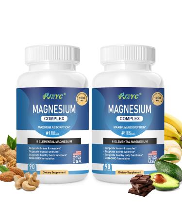 Magnesium Complex Supplement - 1000mg with 8 Magnesium Forms: Glycinate Citrate Malate Taurate & Orotate - Supports Muscle Function Bone Strength & Relaxation - Vegan Non-GMO - 180 Capsules
