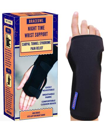 BRACEOWL Carpal Tunnel Wrist Brace, Night Wrist Sleep Support Splint - Fits Right Hand or Left Hand, Wrist Pain Relief, Wrist Support Brace for Women, Men
