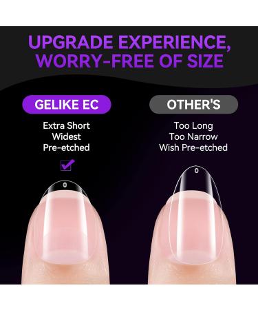 Buy Gelike EC Extra Short Almond Nail Tips - 240 PMMA Resin Artificial Nail Tips for Wide Nail Beds | XXS Soft Complete Cover 18 Sizes Available - Buy Online on GoSupps.com