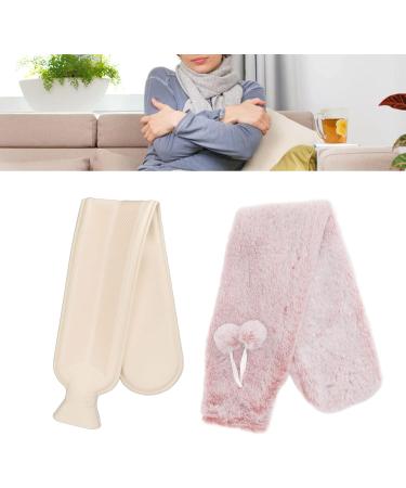 Chiciri's No-Leak Long Plush Hot Water Bag - Explosion-Protected & Stylish for Office (Pink & White) - International Shipping - Buy Online on GoSupps.com