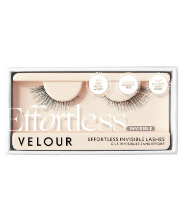 Velour Effortless Invisible Lashes - Lash Extension Look - Natural-Looking False Eyelashes - Reusable Fake Lashes - Fluffy & Lightweight No-Trim Lashes - Vegan - Glue not included (Stripped)
