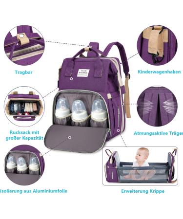 Shop Multifunctional Baby Wrap Bag Backpack - Large Capacity Diaper Backpack with Water-Repellent Design for Travel | Best Diaper Support for Moms & Dads - Violet - Buy Online on GoSupps.com