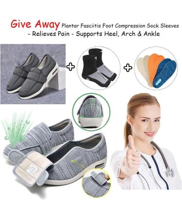 Women's Comfortable Adjustable Edema Diabetic Shoes - Breathable Easy Close Walking Shoes for Swollen Feet & Plantar Fasciitis - Size 10 Black - Buy Online on GoSupps.com